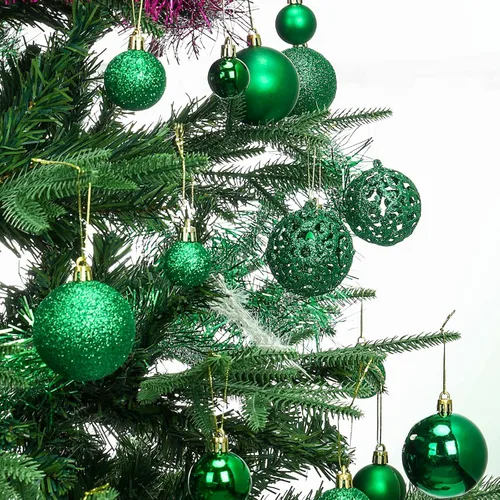 Miniatura 5 de Aitsite Juego de 100 adornos para árbol de Navidad, mini bolas navideñas irrompibles para decoraciones navideñas (verde)