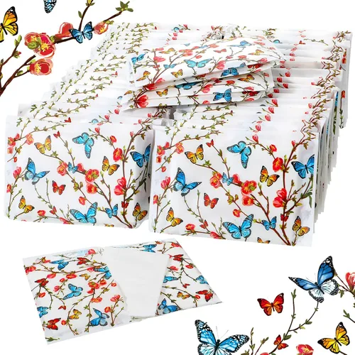 Miniatura 8 de Geyee Paquete de 50 servilletas de papel facial de viaje, pañuelos desechables de bolsillo para invitados de boda, viajes, bolsa escolar