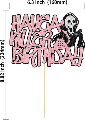 Miniatura 2 de Gyufise 1 pieza de decoración de pastel de cumpleaños con purpurina montada de terror clásico de Halloween para temática de terror sangriento