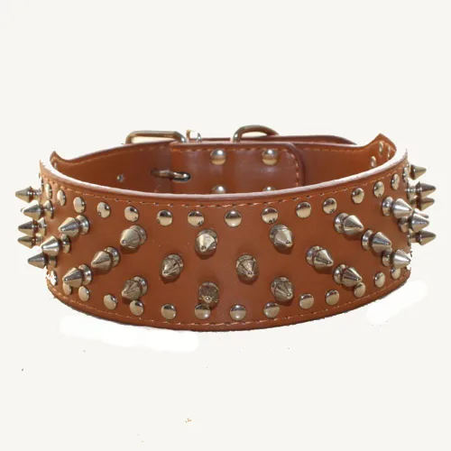 Miniatura 11 de Serijoars Collar de Perro con Pinchos y Tachuelas, Collar de Perro de Cuero PU, Collares Ajustables para Mascotas de Raza Mediana o Grande (S, Negro)
