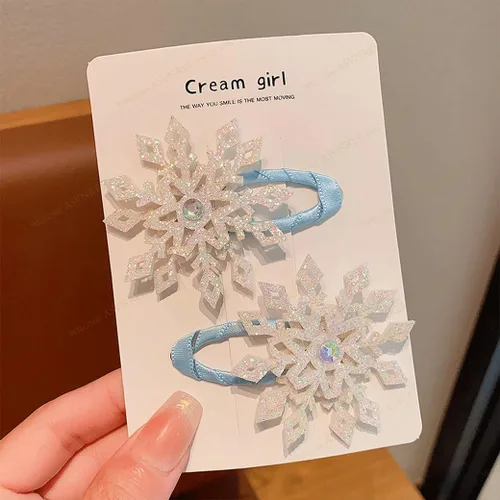 Miniatura 6 de Pinza para el pelo de copo de nieve, accesorios para el cabello de Navidad para mujer, lazo de Navidad, 4 piezas creativas y elegantes con diamantes