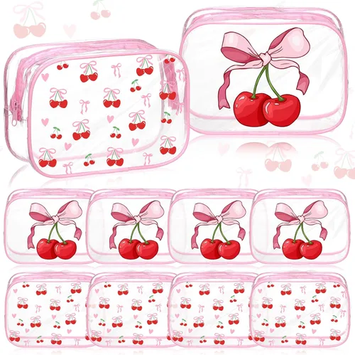 Miniatura 13 de Kacctyen 10 bolsas de maquillaje con lazo negro, regalos a granel para niñas y mujeres, regalos de fiesta de cumpleaños, coqueta, lazo pastel