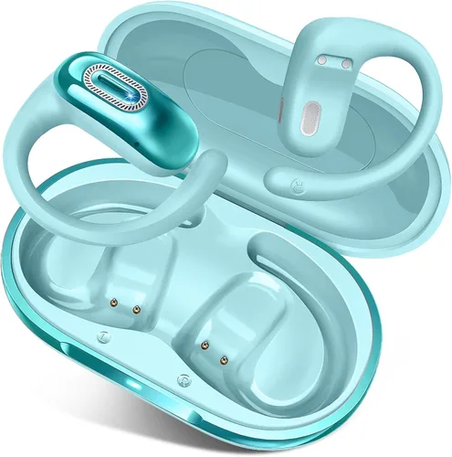 Miniatura 10 de Auriculares de oído abierto, auriculares Bluetooth 5.4, 50H, auriculares de conducción de aire, auriculares de oído cerrado con graves estéreo HD