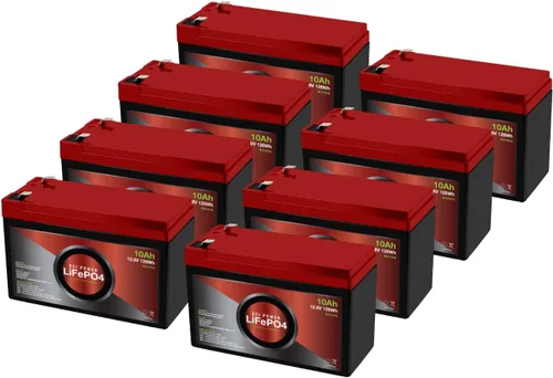 Miniatura 8 de Paquete de 2 baterías recargables LiFePO4 de ciclo profundo de litio de 12 V 10 Ah 2000-5000 ciclos de vida y 10 años de vida útil BMS integrado