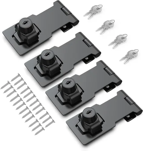 Miniatura 19 de Cerradura de cerrojo con llave de 2.5 pulgadas para armarios y puertas pequeñas, diseño de perilla giratoria, aleación de zinc resistente con hierro