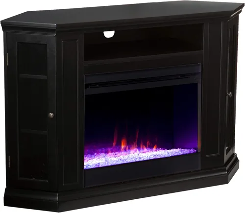 SEI Furniture Claremont Chimenea de esquina eléctrica convertible que cambia de color, color negro