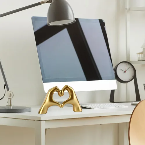 Miniatura 5 de Taylor Lover Merch - Escultura de manos de corazón dorado para decoración de cumpleaños, regalos para sala de estar, dormitorio, estante