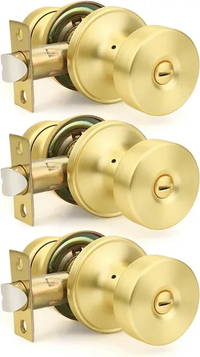 Miniatura 21 de Orger Paquete de 1 pomo de puerta interior negro mate, perilla de puerta de privacidad reversible con cerradura, pomo redondo sin llave para baño