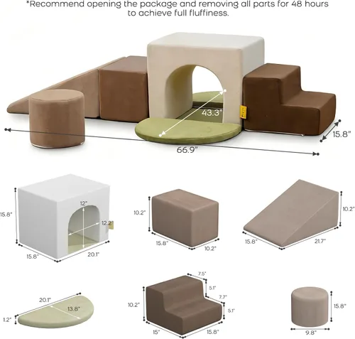 Miniatura 3 de BanaSuper Juego de Bloques de Espuma para Escalar para Niños - 7 Piezas de Juguetes de Escalada para Niños Pequeños, Desarrollo Motor Grueso 7