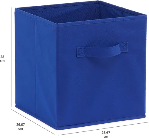 Miniatura 6 de Amazon Basics, Organizadores de almacenamiento en forma de cubo con asas, tela plegable, paquete de 6, 26,6 x 26,6 x 27,9 cm, azul marino