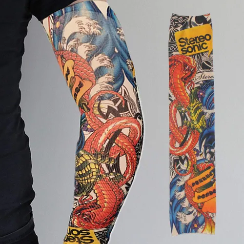 Miniatura 4 de HOVEOX Juego de 12 fundas temporales para tatuaje, arte corporal, medias de brazo, protector de artes, tatuaje falso de Halloween para hombres