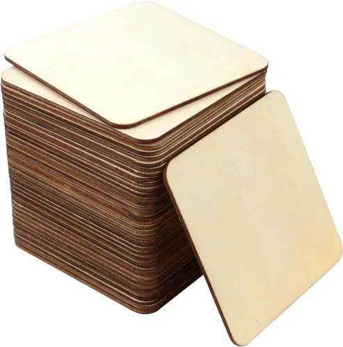 40 piezas de grabado láser sin terminar tallado piezas de madera en blanco para pintura, posavasos, proyectos de manualidades, tinción y decoraciones