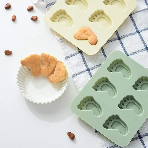 Miniatura 2 de MoldFun Paquete de 2 moldes de silicona para pies de bebé para baby shower, fiesta, huellas, chocolate, caramelos, gelatina, gelatina, utensilios