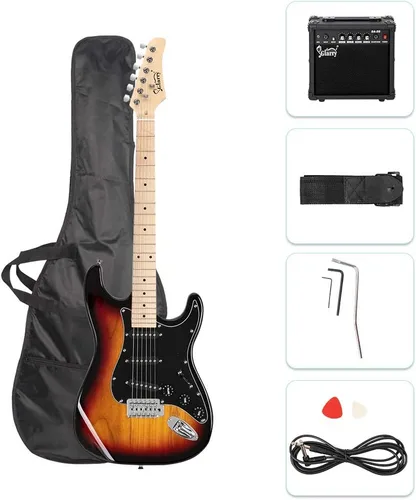 Miniatura 17 de GLARRY Guitarra eléctrica de tamaño completo para principiantes amantes de la música con amplificador de 20 W y paquete de accesorios para guitarra