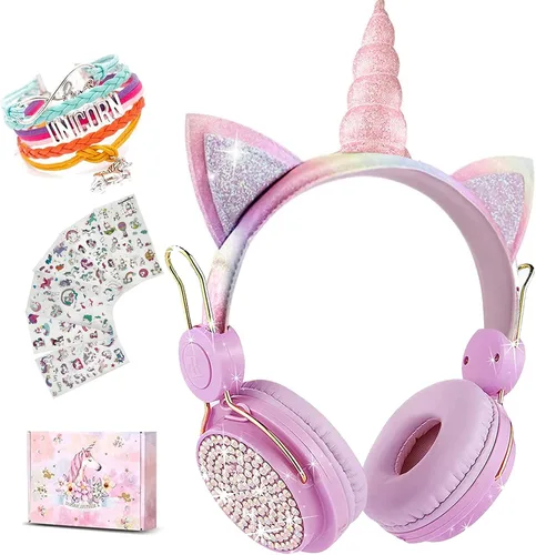 Miniatura 9 de SVYHUOK Auriculares inalámbricos de oreja de gato para niños con micrófono, auriculares Bluetooth sobre la oreja para la escuela, teléfonos