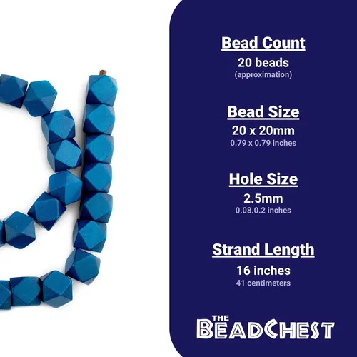 Miniatura 4 de TheBeadChest - Cuentas de madera de cubo sin esquinas azul azul: cuentas orgánicas naturales de corte de diamante de 0.787 in para la fabricación