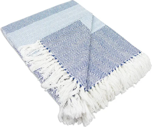 Miniatura 4 de DII Manta Tejida con Puntada de Diamante, Moderna Orgánica, 50 x 60 pulgadas, Aqua