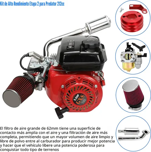 Miniatura 5 de YOXUFA Kit de silenciador de tubo de escape de carburador de 212 cc para Predator 212cc 224cc 196cc 200 6.5hp motor Coleman CT200U BT200X CT200U-EX