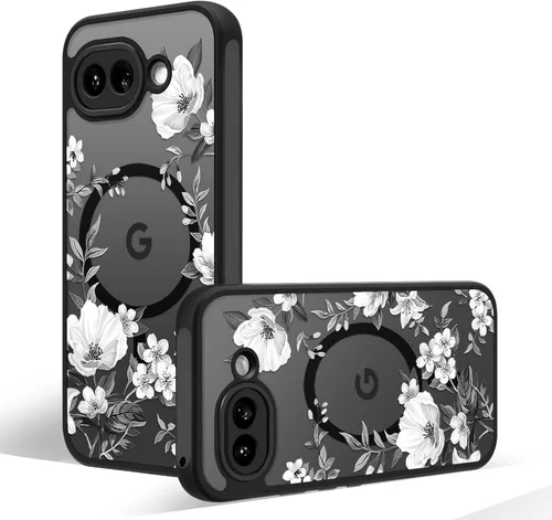 Miniatura 59 de Funda magnética para Google Pixel 10A [Compatible con MagSafe] Funda con patrón floral de flores negras para mujeres y niñas, con borde de TPU Rama