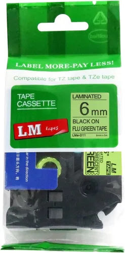 Miniatura 55 de Paquete de 1 unidad LM Tapes LMe511 Premium de 1/4 de pulgada con impresión negra en etiqueta azul compatible con Brother TZe-511 P-Touch, incluye