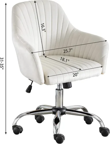 Miniatura 2 de anwickjeff Silla de escritorio de oficina de terciopelo con altura ajustable, silla de oficina moderna, silla de maquillaje, silla giratoria