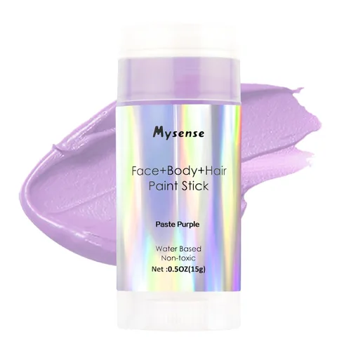Mysense Pintura en barra para el cabello facial y corporal morado pastel, a base de agua, lavable y temporal, pintura corporal crema no tóxica para