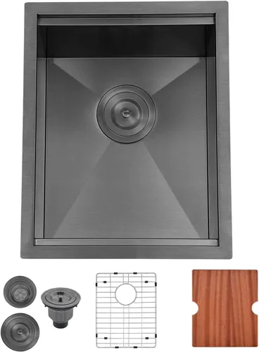 Miniatura 24 de SHACO Fregadero de cocina de 28 pulgadas, fregadero de montaje superior de acero inoxidable T304 de 16 calibre hecho a mano comercial, fregadero