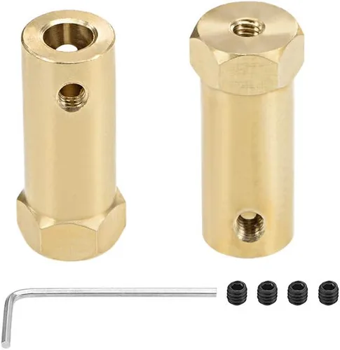 Miniatura 6 de uxcell Acoplador hexagonal de 0.118 in de diámetro del motor hexagonal de latón conector de acoplamiento para ruedas de coche, neumáticos, motor
