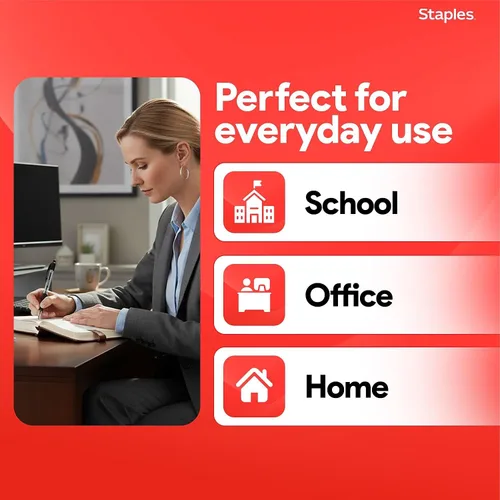 Miniatura 7 de STAPLES Bolígrafos retráctiles de punta media de 1.0 mm, tinta negra, paquete de 12 – Bolígrafos cómodos y de escritura suave para uso diario