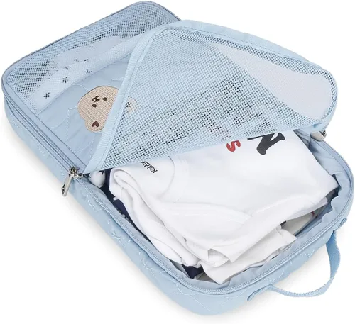 Miniatura 6 de Bolsas Organizadoras para Pañales de Bebé - Pack de 2 Bolsas Colgantes Impermeables con Diseño de Oso Lindo en Malla, Bolsas Reutilizables, Lavables