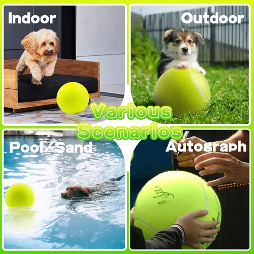 Miniatura 4 de Banfeng Pelota de tenis grande para perros, pelota de tenis gigante para perros, juguete grande para deportes al aire libre, regalo para perros