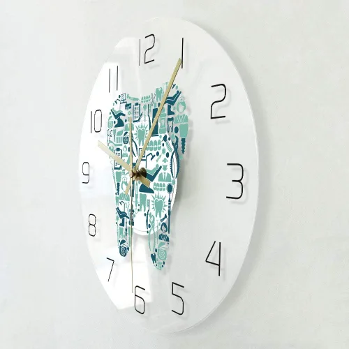 Miniatura 7 de The Geeky Days Reloj de pared con iluminación LED USB, símbolos de cuidado dental, reloj colgante de acrílico, movimiento silencioso, con 7