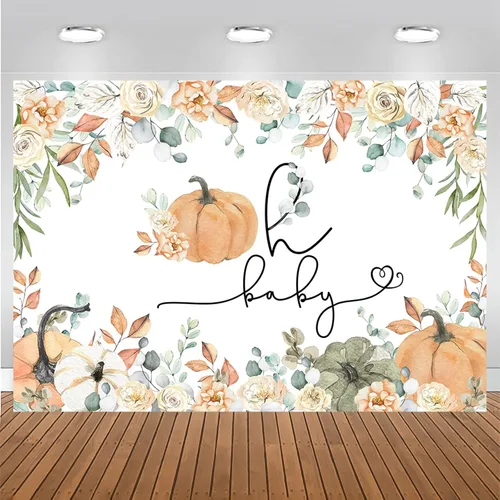 Mocsicka Telón de fondo de calabaza para baby shower, otoño, calabaza, baby shower, decoración de fiesta, cartel Oh Baby para revelación de género,
