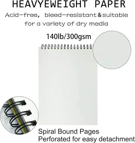 Miniatura 3 de ArtBeek Bloc de acuarela de 9 x 12 pulgadas, 32 hojas (140 libras/10.58 oz/m²), papel de acuarela 100% algodón, prensado en frío, sin ácidos, bloc