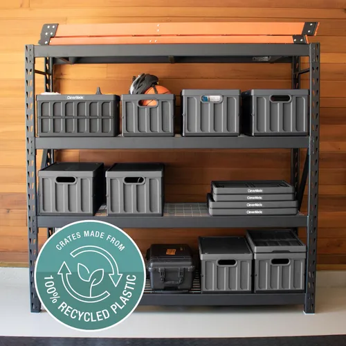 Miniatura 9 de CleverMade Contenedores de almacenamiento plegables con tapas - Ocean paquete de 3, 62L - Contenedores de plástico apilables, cajas de organización