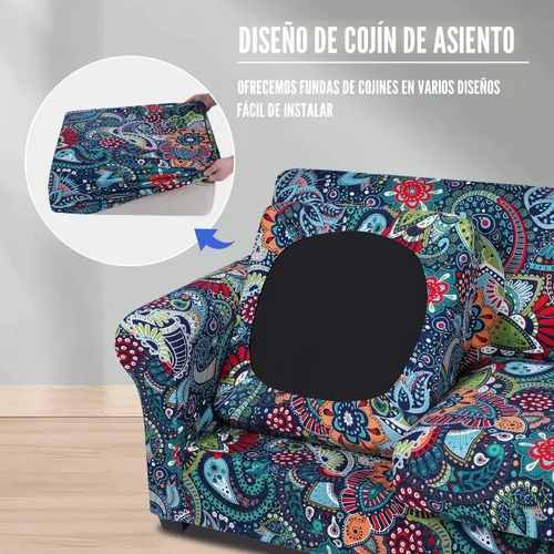 Miniatura 2 de hyha Funda para sofá, fundas para sofá biplaza, diseño floral, elásticas, estampadas, 3 piezas, fundas para sofá de 2 cojines separados, protector