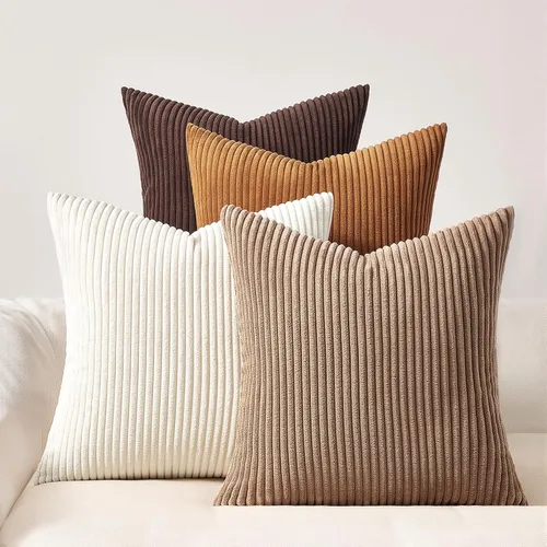 Miniatura 47 de Topfinel - Juego de 4 fundas decorativas para cojín, terciopelo suave, diseño moderno de doble cara, decoración del hogar, no incluye relleno, beige