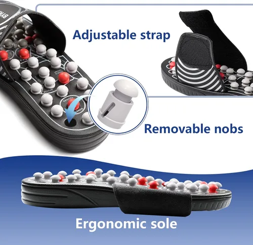 Miniatura 4 de BYRIVER - Zapatillas de masaje de acupuntura de primavera con masajeador de pies de tejido profundo, bola de masaje para alivio de neuropatía