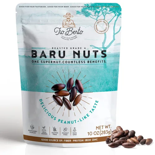 Baru Nuts Roasted, bolsa resellable de 10 onzas | Crujiente y delicioso | Adecuado para dietas veganas, sin gluten, keto, sin maní | Snacks ricos en