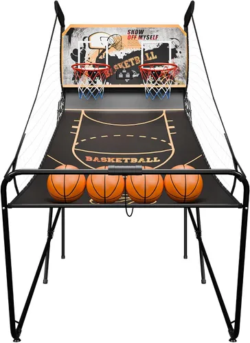 Miniatura 11 de JupiterForce Juego de Arcade de Baloncesto Plegable para Interiores, Máquina de Juego de Arcade de Canasta de Baloncesto Electrónica de Doble Tiro