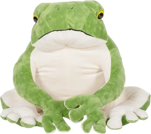 Miniatura 9 de BRINJOY Rana gigante de peluche, rana verde de felpa grande de 28 pulgadas con imán, calcomanías de Navidad, rana realista de peluche grande