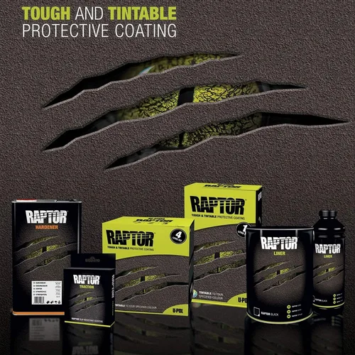 Miniatura 7 de Kit de revestimiento U-Pol Raptor de 4 cuartos - Kit de revestimiento en aerosol de uretano negro para plataforma de camión con pistola