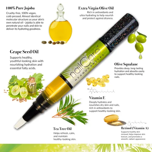 Miniatura 9 de Nail Care Headquarters Simply Pure - Bolígrafo de aceite para cutículas para uñas, fortalecedor de uñas, aceite de crecimiento y suero para uñas