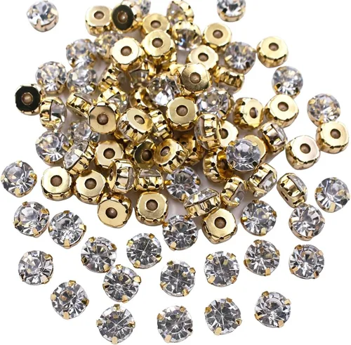 Diamantes de imitación de 0.118 in a 0.394 in (0.394 in, 72 unidades) | Metal Claws With Holes, Flatback, Clear Crystal Stones, Sewing Crafts Gems,
