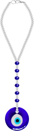 Adorno colgante de auto de mal de ojo, accesorios para mujeres y hombres, adorno colgante de cristal para espejo retrovisor (forma redonda)