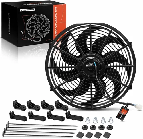 Miniatura 10 de A-Premium 6.5'' 16,5 cm Ventilador delgado universal de enfriamiento de radiador eléctrico de tracción, 12V 80W con kit de montaje