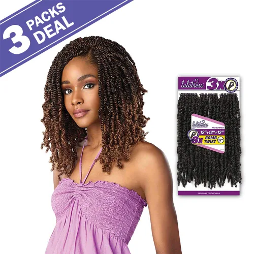 Miniatura 4 de Sensationnel Hair - Trenzas de ganchillo Lulutress 3X Bomb Twist de 12 pulgadas (paquete de 3, 2)