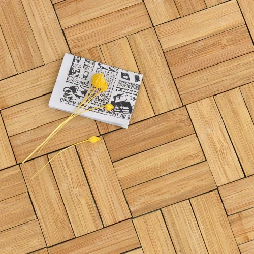Miniatura 9 de iLAND Pisos barnizados para casas de muñecas en escala 1:12, tablas de piso de casa de muñecas de bambú (rectangular 96pcs)