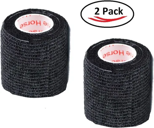 Miniatura 2 de Cinta adhesiva para veterinarios (negro) (paquete de 2) (2 pulgadas x 15 pies), autoadhesiva, adherente, cohesiva, flexible, autoadhesiva, rollo