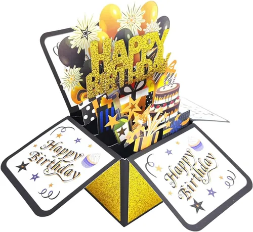 Tarjeta de cumpleaños 3D emergente, tarjeta de felicitación en blanco con sobre, regalo de cumpleaños para él, papá, marido, hijo, mujeres, niños y
